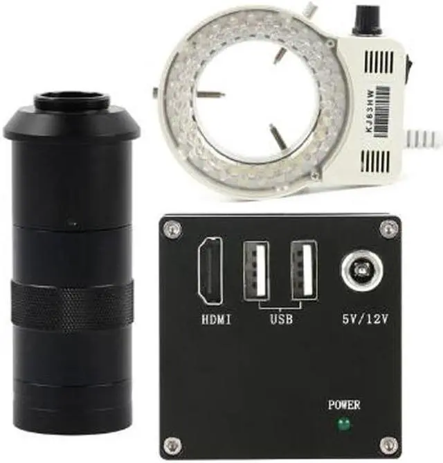 Main image of 2MP 1080P HDMI Industrial Video Microscope Camera & 100X C-Mount Lens Whit 56-LED Adjustable Ring Light For Phone Tablet PC PCB IC Observe Soldering
