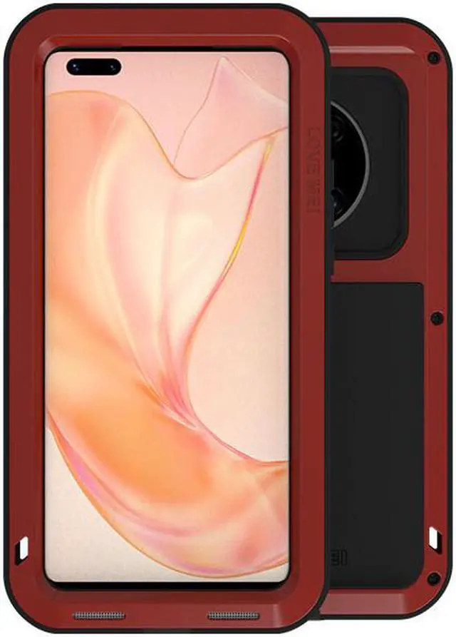 Main image of LOVE MEI Shock Dirt Proof Water Resistant Metal Armor Cover Phone Case for HUAWEI Mate 40 Pro - Red