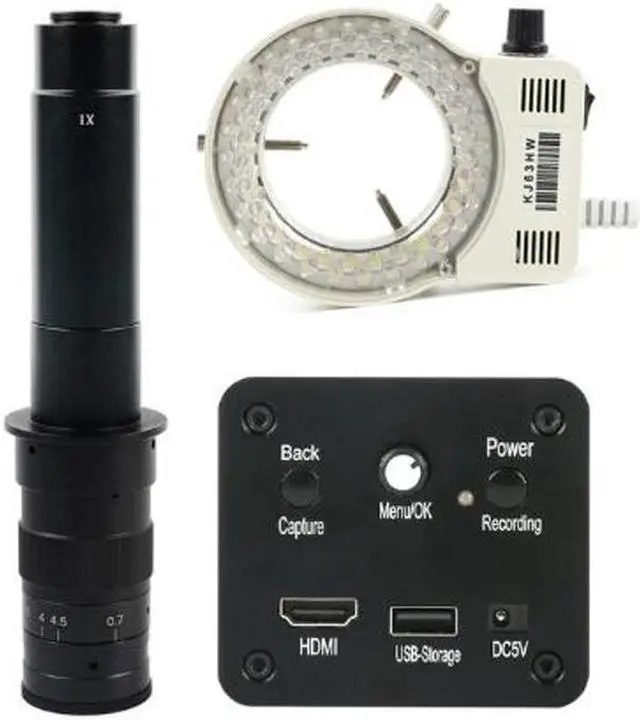 Main image of 1080P HD HDMI Industrial Electronic Digital Video Microscope Camera & 300X C-Mount Lens Whit 56-LED Adjustable Ring Light