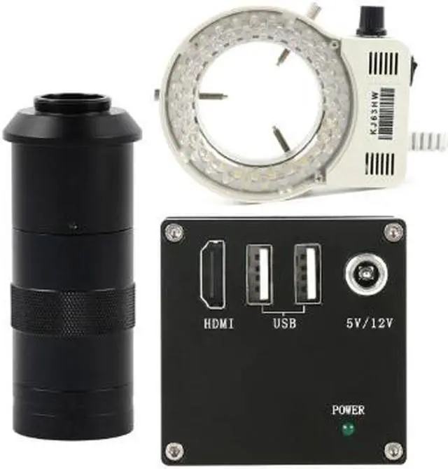 Main image of HD 2K 1080P HDMI Measurement Video Microscope Camera U Disk Storage Video Recorder & Adjustable 56-LED Microscope Lamp & 100X C-Mount Lens For Phone PCB Soldering