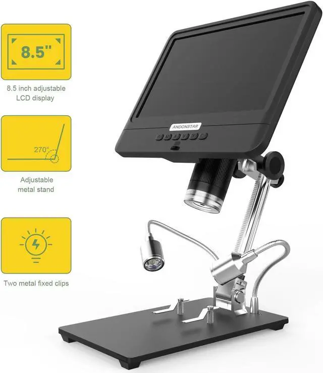 Alt view image 3 of 7 - Andonstar AD208S 8.5 Inch LCD Display Screen 5X-1200X Digital Microscope 1280 * 800 Adjustable 1080P Scope Soldering Tool with Two Fill Lights