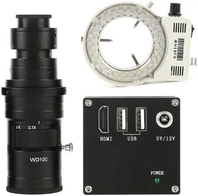 Main image of 2MP 1080P HDMI Industrial Video Microscope Camera & 200X C-Mount Lens Whit 56-LED Adjustable Ring Light For Phone Tablet PC PCB IC Observe Soldering