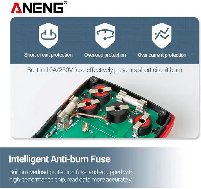 Alt view image 6 of 7 - ANENG Q10 Digital Multimeter 9999 Professional Tester Multimetro True RMS Analog DIY Transistor Capacitor NCV Testers Lcr Meter - Red