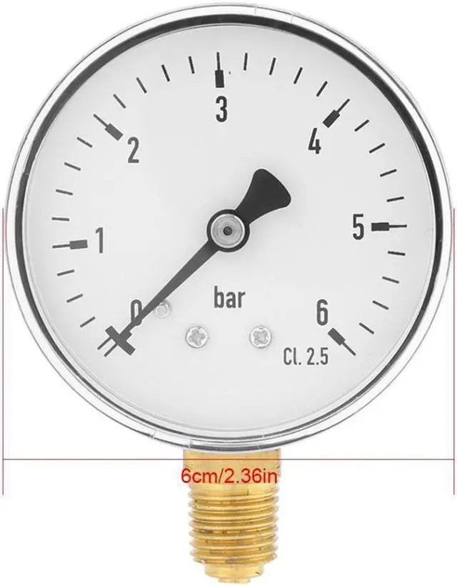 Alt view image 7 of 7 - 0-6bar 1/4" NPT Thread Pressure Gauge Side Mount Manometer 6cm Dial Plate For Fuel Air Oil Water Pressure Measuring Tools