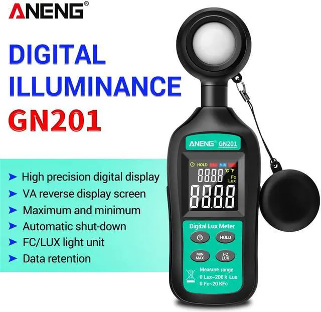 Alt view image 2 of 7 - ANENG GN201 Luxmeter Digital Light Meter 200K Lux Meter Photometer uv Meter UV Radiometer Handheld Illuminometer Photometer