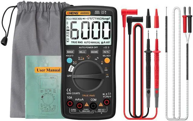 Main image of ANENG AN9002 Bluetooth Digital Multimeter 6000 Counts Professional MultimetroTrue RMS AC/DC Current Voltage Tester Auto-Range - Black