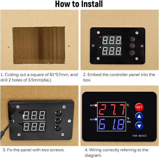 Alt view image 3 of 7 - AC220V Temperature and Humidity Controller Dual Relay Output -40~230? Digital Thermostat Humidistat Controller with Sensor Probe for Reptile Refrigerator Basement Grow Tent