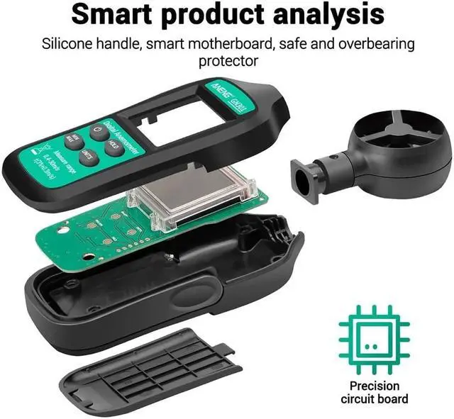 Alt view image 3 of 7 - ANENG GN301 Handheld Digital Anemometer High Precision Wind Speed/Temperature Meter Digital Meteorograph with LCD Backlight