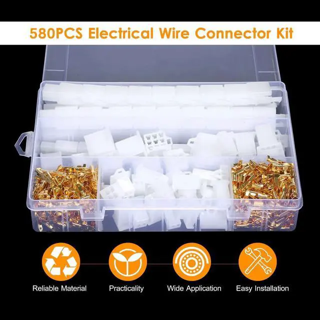 Alt view image 4 of 7 - 580PCS Electrical Wire Connector Wire Terminal Kit Includes 2 3 4 6 9 Way Plug Pin Housing Connectors 2.8mm Spade Terminals for Motorcycle Bike Car