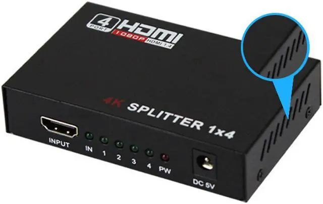 Alt view image 3 of 7 - HDMI Splitter HDCP 4K 1x4 1 To 4 Power Amplifier 1080P 3D 1x4 AudioSsplitter HDMI Converter 1x4 HDMI Adapter