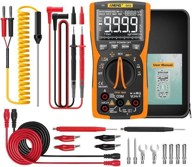 Main image of ANENG Q10 Digital Multimeter 9999 Professional Tester Multimetro True RMS Analog DIY Transistor Capacitor NCV Testers Lcr Meter & 16 in 1 Combination Line - Orange