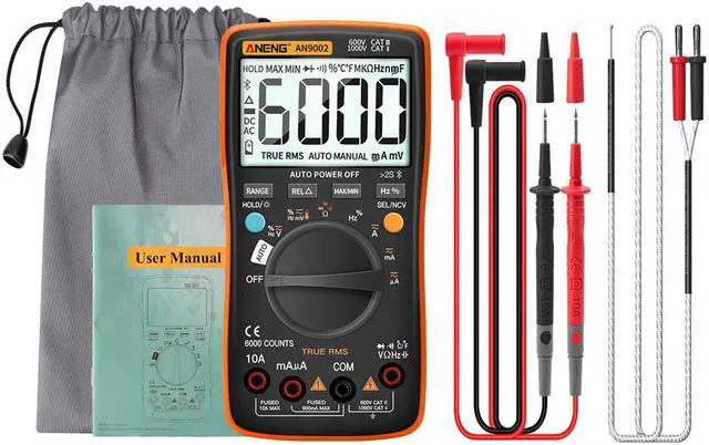 Main image of ANENG AN9002 Bluetooth Digital Multimeter 6000 Counts Professional MultimetroTrue RMS AC/DC Current Voltage Tester Auto-Range - Orange