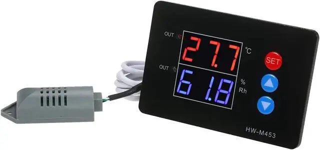 Main image of DC12/24V Temperature and Humidity Controller Dual Relay Output -40~230? Digital Thermostat Humidistat Controller with Sensor Probe for Reptile Refrigerator Basement Grow Tent