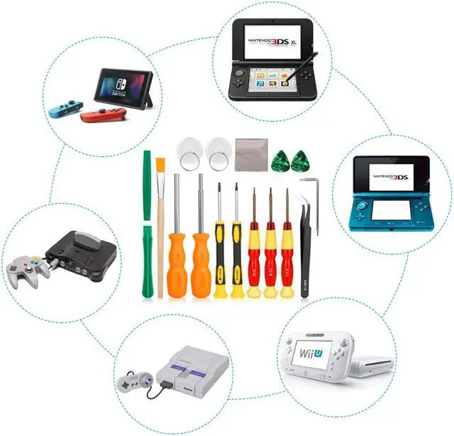 Alt view image 4 of 6 - 17 In1 Professional Full Security Screwdriver Game Bit Repair Tool Kit For Nintendo Switch Joycon New 3Ds And Nintendo Wii Nes