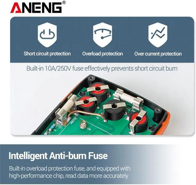 Alt view image 6 of 7 - ANENG Q10 Digital Multimeter 9999 Professional Tester Multimetro True RMS Analog DIY Transistor Capacitor NCV Testers Lcr Meter & 16 in 1 Combination Line - Orange