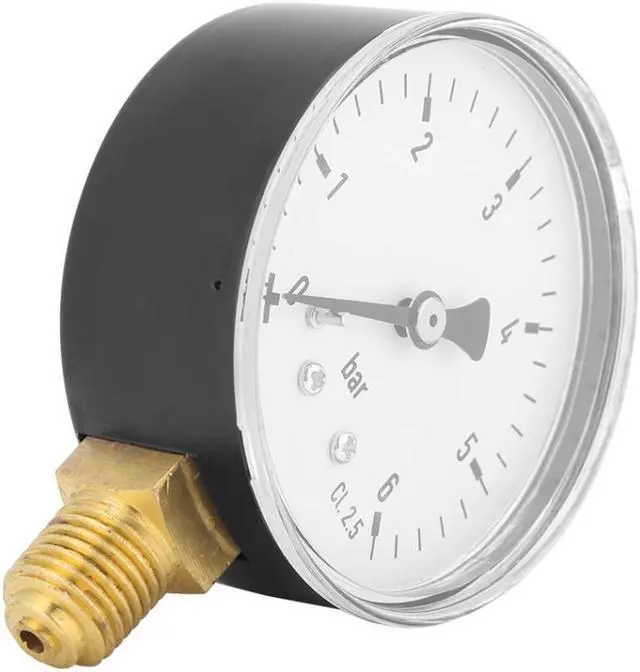 Alt view image 5 of 7 - 0-6bar 1/4" NPT Thread Pressure Gauge Side Mount Manometer 6cm Dial Plate For Fuel Air Oil Water Pressure Measuring Tools