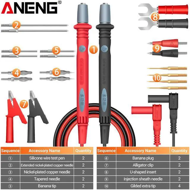 Alt view image 2 of 7 - ANENG PT1028 1000V 22In 1 Multi-Function Multimeter Leads Combination Test Cable Universal Meter Test Multimeter Pen Multimetro & Packing Box