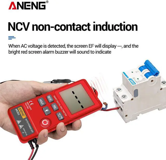 Alt view image 4 of 7 - ANENG AN303 Digital Multimeter 4000 Count LCD Display Automatic Range Universal Meter with Backlight NCV Test Meter with Color Box - Red