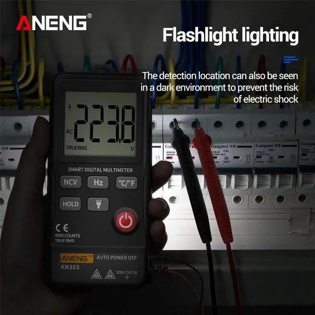 Alt view image 6 of 7 - ANENG AN303 Digital Multimeter 4000 Count LCD Display Automatic Range Universal Meter with Backlight NCV Test Meter with Color Box - Black