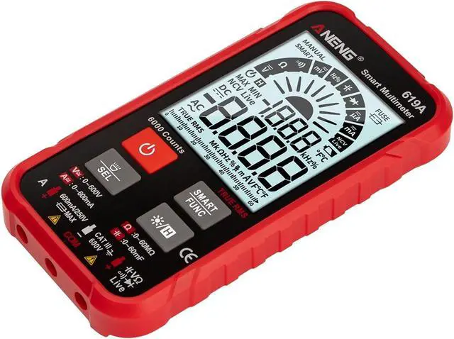 Alt view image 2 of 7 - ANENG 619A 6000 Counts LCD Digital Multimeter Pocket Size True RMS Universal Tester Measure AC/DC Voltage & Current Resistance Capacitance Continuity Diode NCV Test - Red