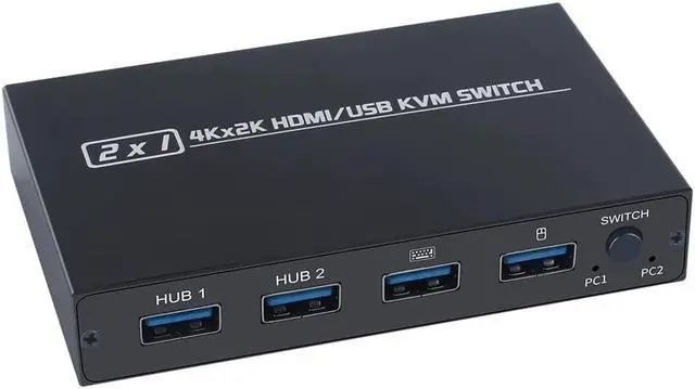 Alt view image 7 of 7 - AIMOS AM-KVM 201CL 2-in-1 HDMI/USB KVM Switch Support HD 2K*4K 2 Hosts Share 1 Monitor/Keyboard& Mouse Set