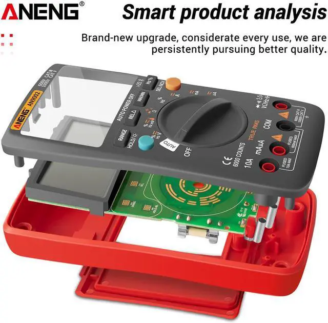 Alt view image 4 of 7 - ANENG AN9002 Bluetooth Digital Multimeter 6000 Counts Professional MultimetroTrue RMS AC/DC Current Voltage Tester Auto-Range & 16 in 1 Combination Line & Packing Box - Red
