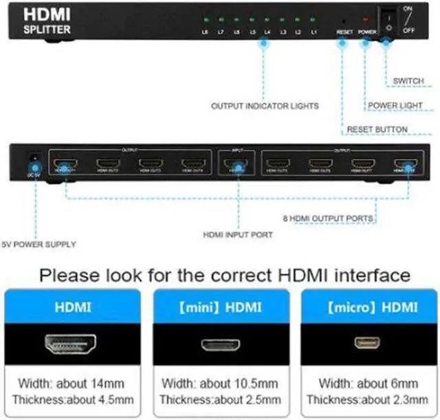 Alt view image 6 of 7 - High Quality High Definition HDMI Distributor One In Eight Out One Fen Eight 1080p