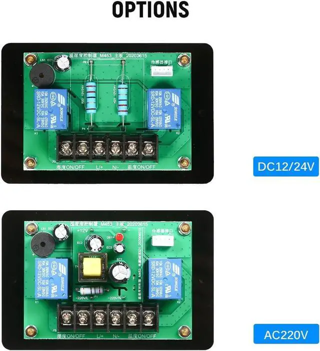 Alt view image 6 of 7 - DC12/24V Temperature and Humidity Controller Dual Relay Output -40~230? Digital Thermostat Humidistat Controller with Sensor Probe for Reptile Refrigerator Basement Grow Tent