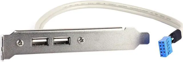 Alt view image 7 of 7 - 2 Ports USB 2.0 Motherboard Rear Panel Expansion Bracket to 9 Pin Header Cable Adapter Expander Rear Brackets for PC Case