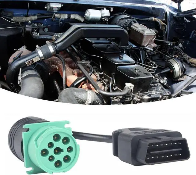 Alt view image 6 of 7 - 9 Pin to 16 Pin Truck Diagnostic Cable OBD2 Cable Diagnostic Scanner Adapter Cable