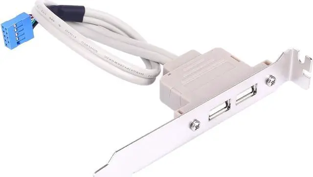 Alt view image 5 of 7 - 2 Ports USB 2.0 Motherboard Rear Panel Expansion Bracket to 9 Pin Header Cable Adapter Expander Rear Brackets for PC Case