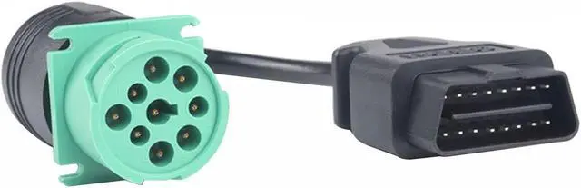 Alt view image 5 of 7 - 9 Pin to 16 Pin Truck Diagnostic Cable OBD2 Cable Diagnostic Scanner Adapter Cable