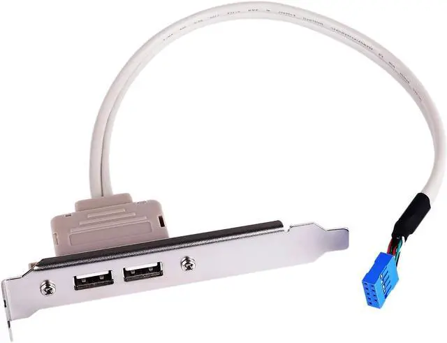 Alt view image 6 of 7 - 2 Ports USB 2.0 Motherboard Rear Panel Expansion Bracket to 9 Pin Header Cable Adapter Expander Rear Brackets for PC Case