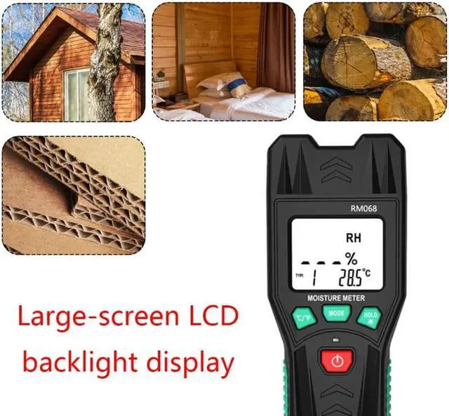 Alt view image 6 of 7 - RM068 Two Pins Digital Wood Moisture Meter Detector with LCD Display Backlight