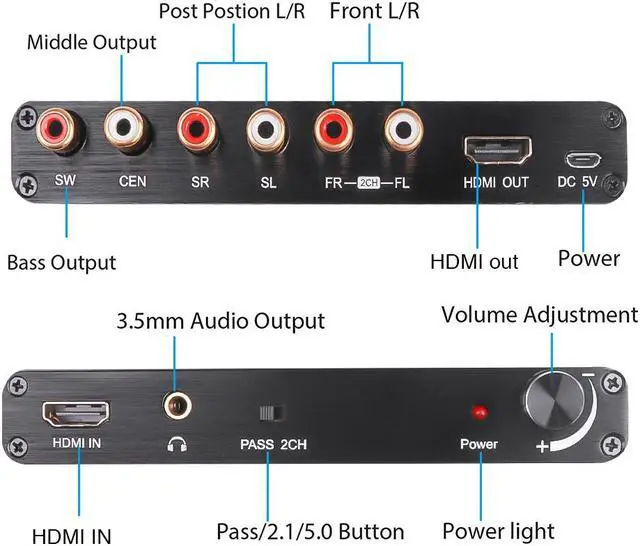 Alt view image 2 of 5 - 4K HDMI to RCA AC3 / DST to 5.1 Coaxial Audio Decoder Amplifier Analog Converter Support 5.1 Channel for PS4 DVD Player