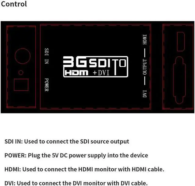 Alt view image 3 of 7 - 3G SDI to HDMI + DVI Converter 1080P HD Video SD-SDI HD-SDI 3G-SDI Signals with Power Adapter
