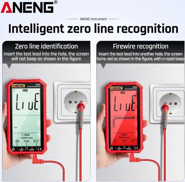 Alt view image 2 of 7 - ANENG 620A 4.7-Inch LCD Display AC/DC Digital Multimeter Ultraportable True-RMS Multimeter Auto-Ranging Multi Tester with Amp Volt Ohm Capacitance Continuity Temperature Frequency Diode Tests NCV Test