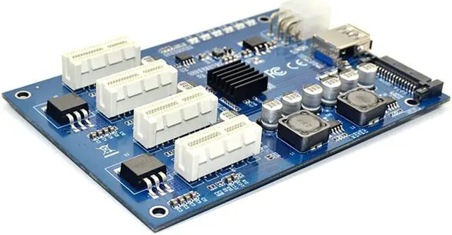 Alt view image 7 of 7 - PCI-E X1 To 4PCI-E X16 Expansion Kit 1 To 4 Port PCI Express Switch Multiplier Hub 6Pin Sata Usb Riser Card For BTC Miner