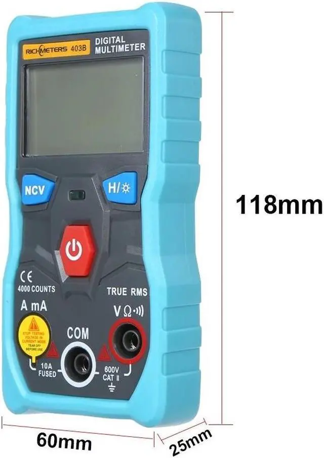 Alt view image 7 of 7 - RICHMETERS RM403B Automatic Digital Multimeter 4000 Counts True-RMS Intelligent Auto Range Measurement NCV AC/DC Voltage Current Ohm Portable Test Tool with Backlight