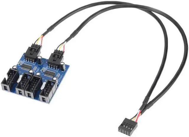 Alt view image 4 of 7 - 9pin USB Header Male 1 to 4 Female Extension Cable Card Desktop 9-Pin USB HUB USB 2.0 9 pin Connector Adapter Port Multilier