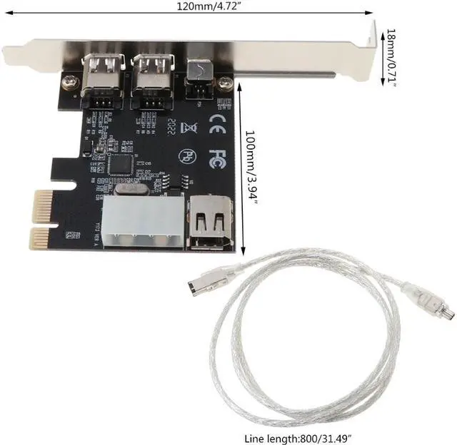 Alt view image 4 of 7 - PCI-e 1X IEEE 1394A 4 Port(3+1) Firewire Card Adapter 6-4 Pin Cable For Desktop PC K1AA
