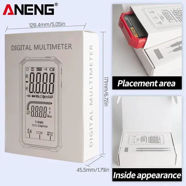 Alt view image 6 of 7 - ANENG 620A 4.7-Inch LCD Display AC/DC Digital Multimeter Ultraportable True-RMS Multimeter Auto-Ranging Multi Tester with Amp Volt Ohm Capacitance Continuity Temperature Frequency Diode Tests NCV Test