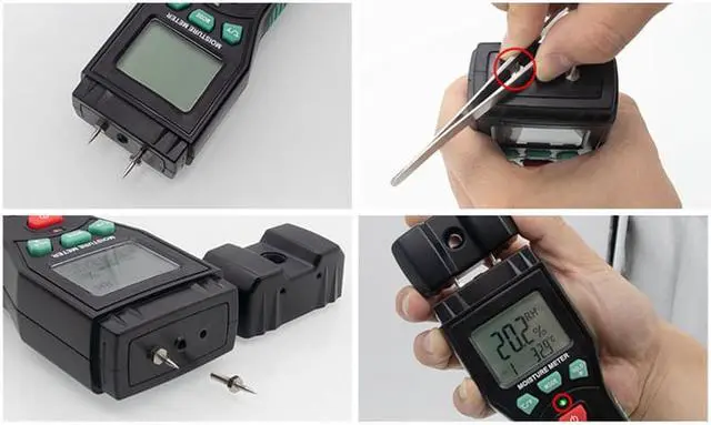 Alt view image 7 of 7 - RM068 Two Pins Digital Wood Moisture Meter Detector with LCD Display Backlight