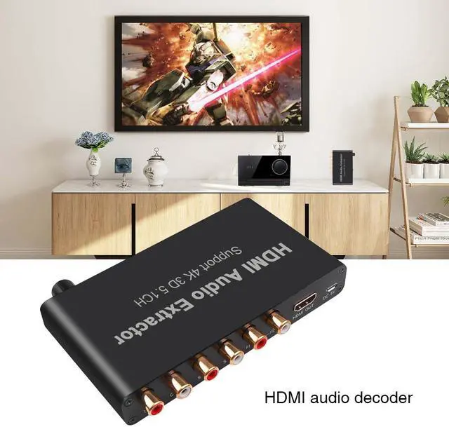 Alt view image 4 of 5 - 4K HDMI to RCA AC3 / DST to 5.1 Coaxial Audio Decoder Amplifier Analog Converter Support 5.1 Channel for PS4 DVD Player