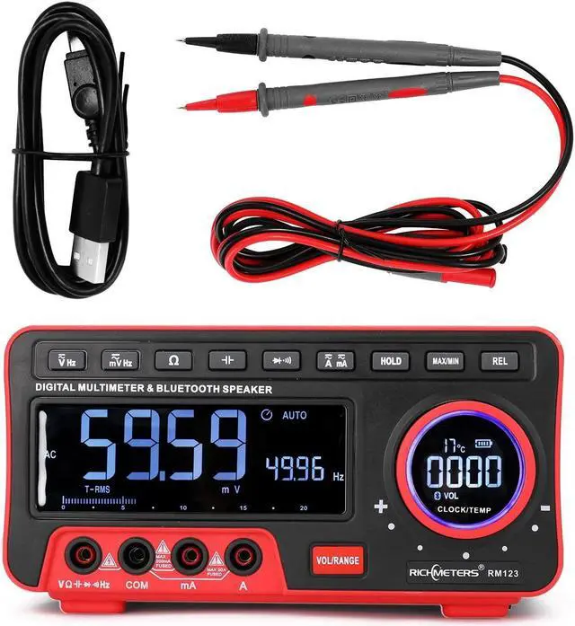Main image of RICHMETERS RM123 Multifunctional Digital Display Multimeter 19999 High Accuracy Counts Automatic Range BT Audio Multimeter AC/DC Voltage Current Resistance Capacitance Frequency Meter True RMS Value w