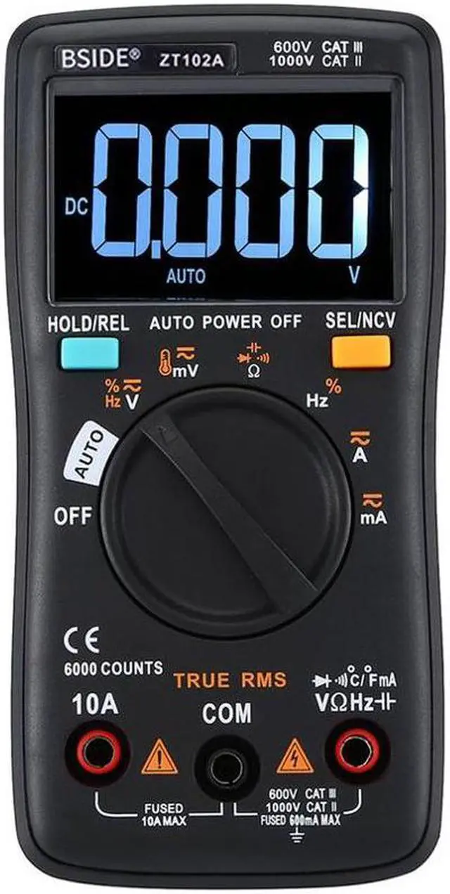 Main image of BSIDE ZT102A EBTN LCD Digital Multimeter TRMS AC/DC Voltage Current Temp Ohm Frequency Diode Resistance Capacitance Tester