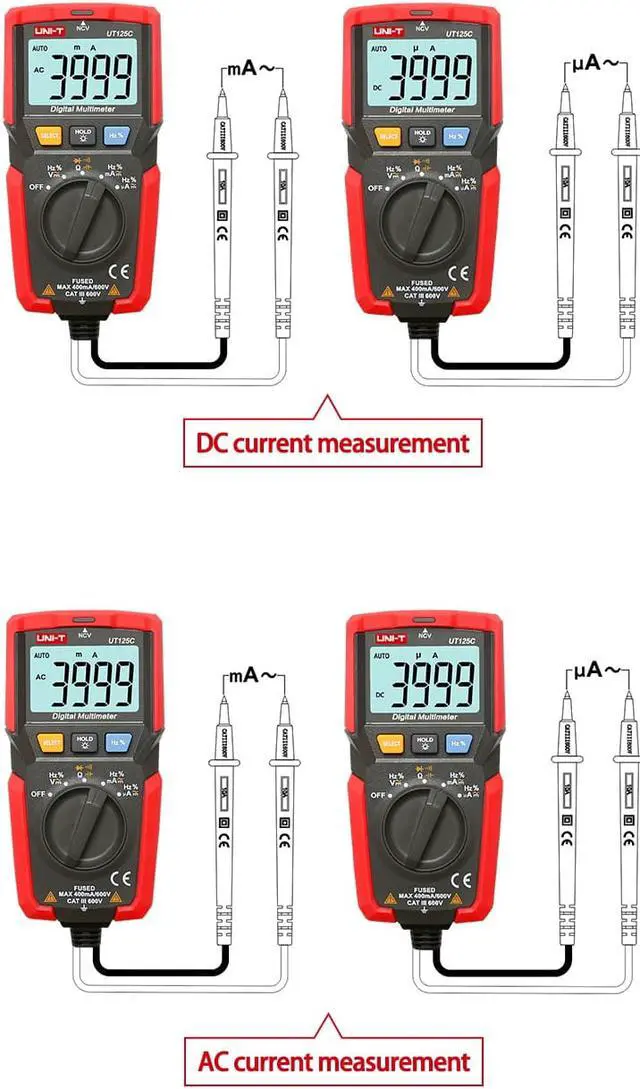 Alt view image 4 of 4 - UNI-T UT125C Mini Pocket Digital Multimeter Temperature Tester Resistor Capacitor Frequency Diode NCV Test Low Voltage Display