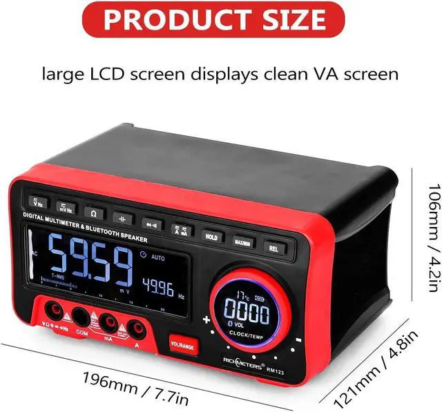 Alt view image 3 of 7 - RICHMETERS RM123 Multifunctional Digital Display Multimeter 19999 High Accuracy Counts Automatic Range BT Audio Multimeter AC/DC Voltage Current Resistance Capacitance Frequency Meter True RMS Value w