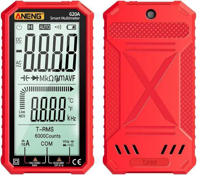 Main image of ANENG 620A 4.7-Inch LCD Display AC/DC Digital Multimeter Ultraportable True-RMS Multimeter Auto-Ranging Multi Tester with Amp Volt Ohm Capacitance Continuity Temperature Frequency Diode Tests NCV Test