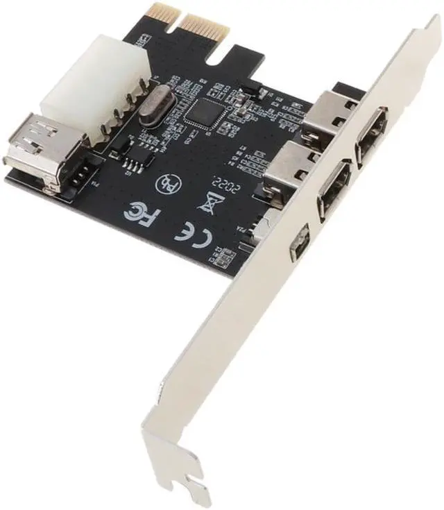 Alt view image 7 of 7 - PCI-e 1X IEEE 1394A 4 Port(3+1) Firewire Card Adapter 6-4 Pin Cable For Desktop PC K1AA